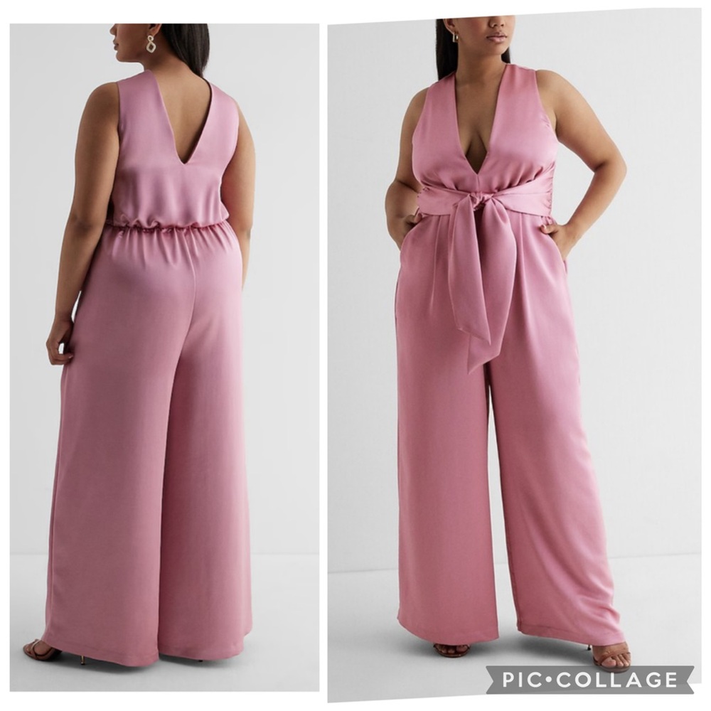 NEW EXPRESS SATIN V-NECK THAI WAIST WIDE LEG FORMAL
JUMPSUIT